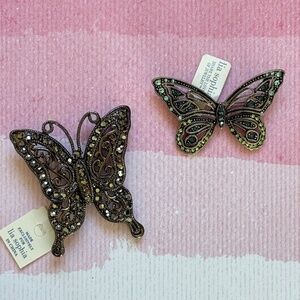 Bundle of LIA SOPHIA Butterfly Brooches Cut Crystals Art Deco